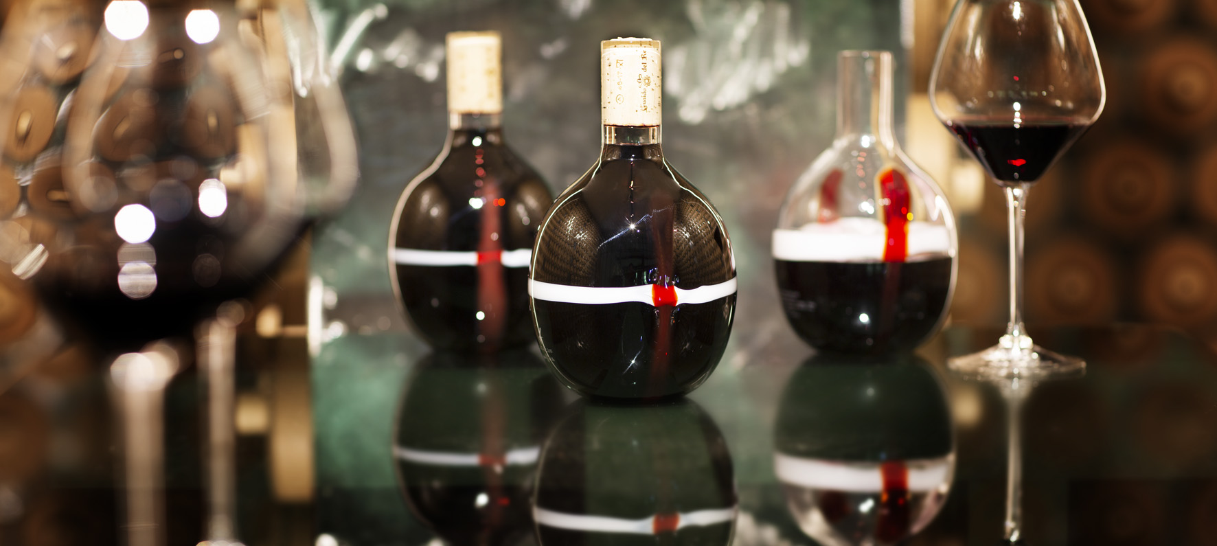 Wein-Italien-Toskana-Suvereto-Gualdo del Re und sein Merlot In der Murano-Flasche für 1.000 €